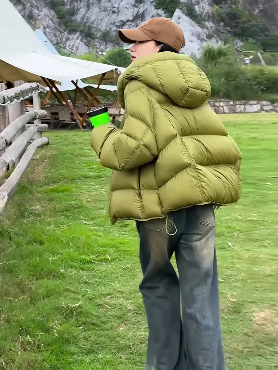 Or da donna bianco Du down Jaet con cappuccio Dstring Thiened capispalla caldo nuovo arrivo inverno 2025 Faionable