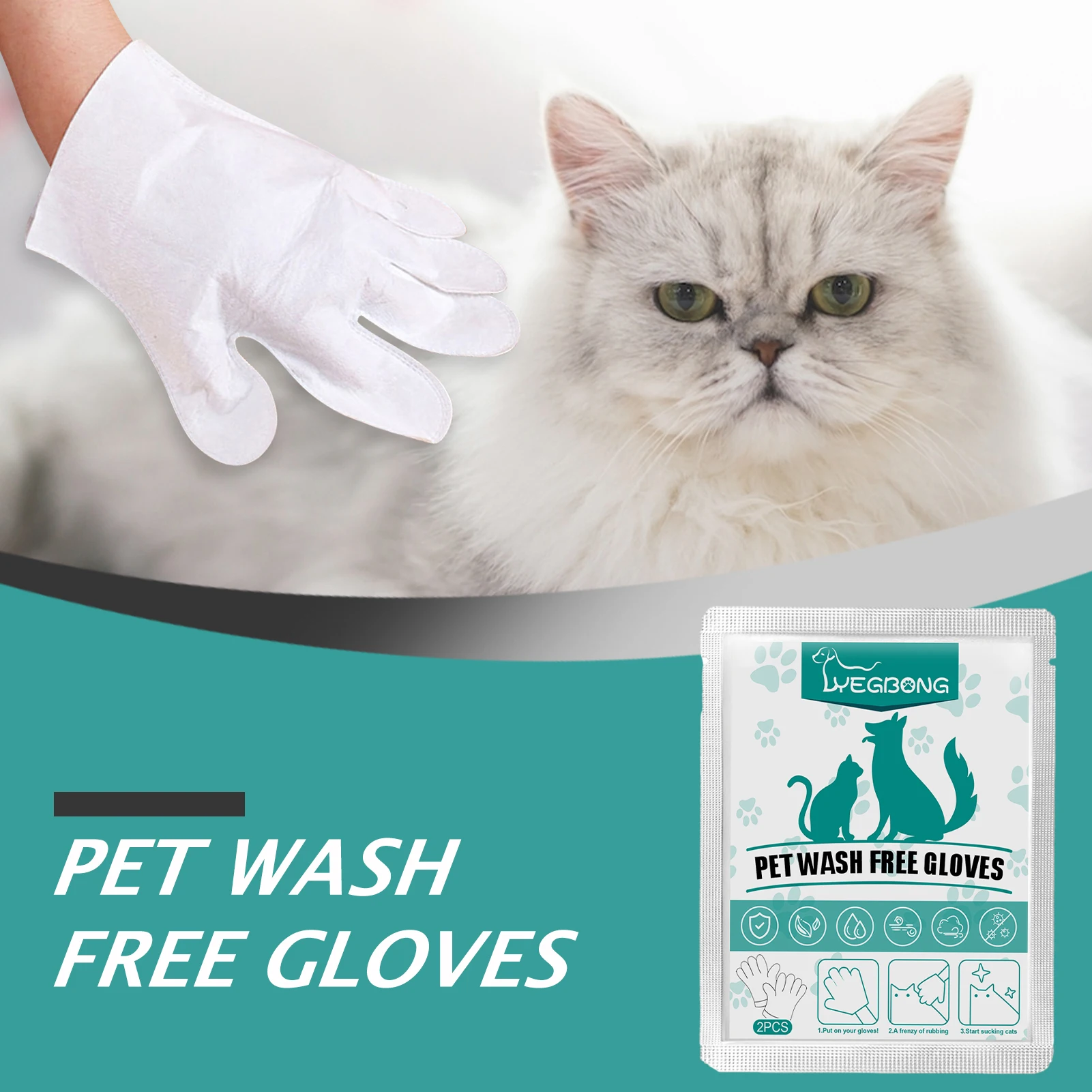 Pet Grooming Glove Wipes Pet Wipes Cleaning Massage Gloves Easy Deep Cleaning Pet Paws Face Body Wipes Gloves Gently Removes