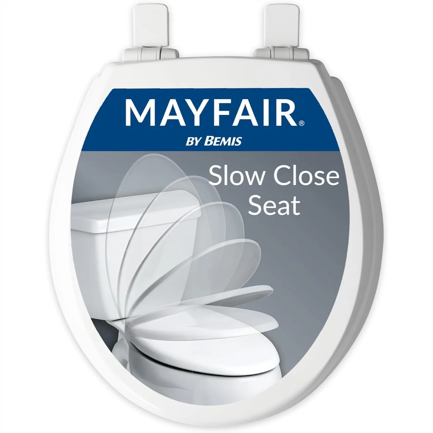 

Slow Close Toilet Seat, Easy Clean Non Slip Wood Seat, Quick Install, Round, White