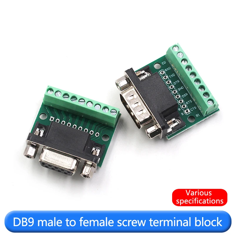 DB9 male to female screw terminal block 9 pin 9 hole RS232 232 interface conversion board evaluation board