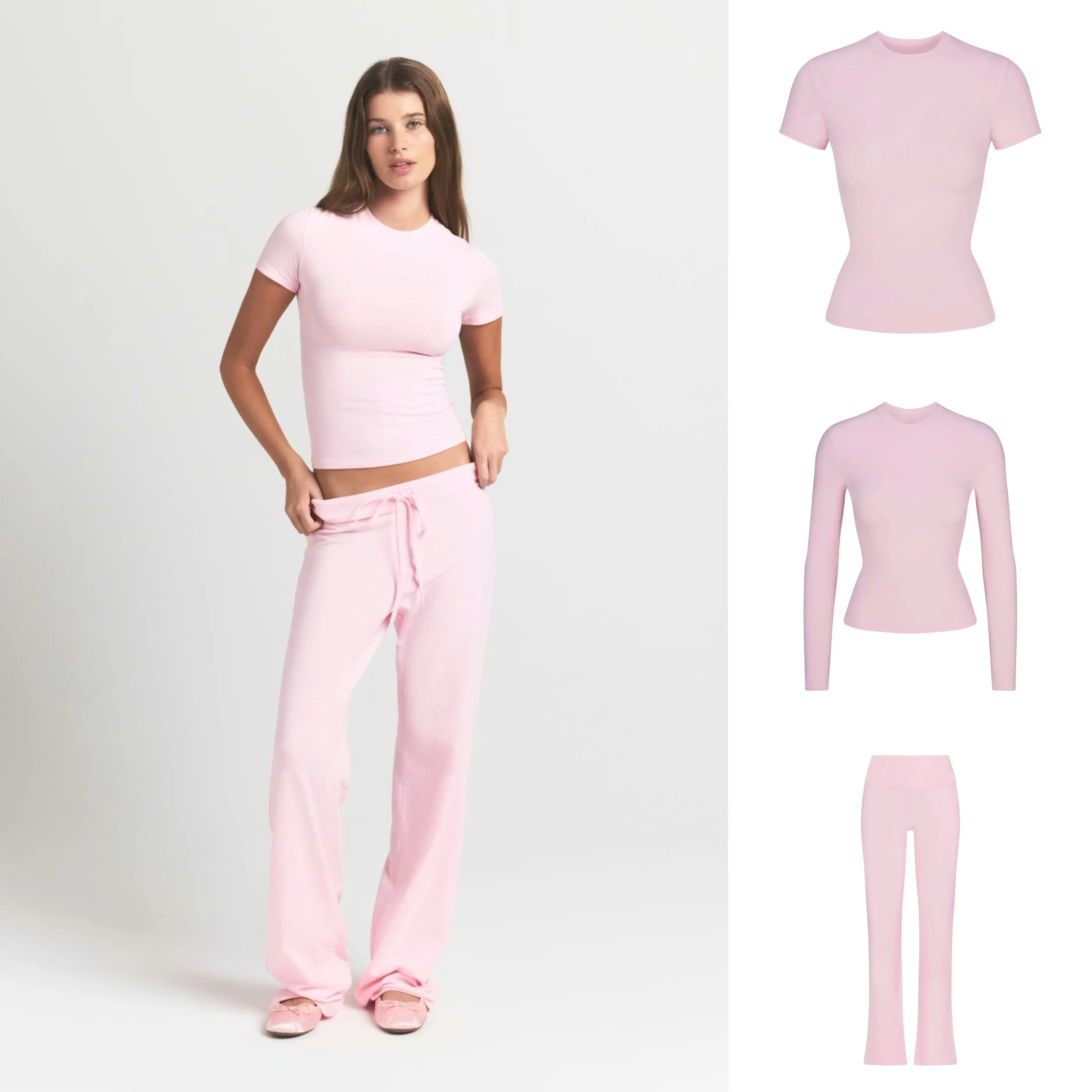 Camiseta de Manga Larga Color Rosa Cereza, 26SS KIM COTTON JERSEY, Prenda Interior para Combinar en Capas