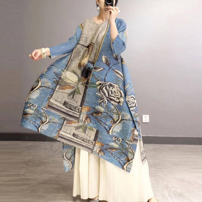 Grande robe plissée mi-longue pour femme, vêtements maxi, printemps, été, 2023