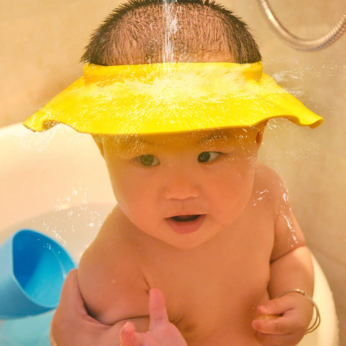 

Infant Shower Cap for Babies 3 Months to 6 Years Adjustable Bathing Hat for Hair Wash Water Resistant Shampoo Shield Protect