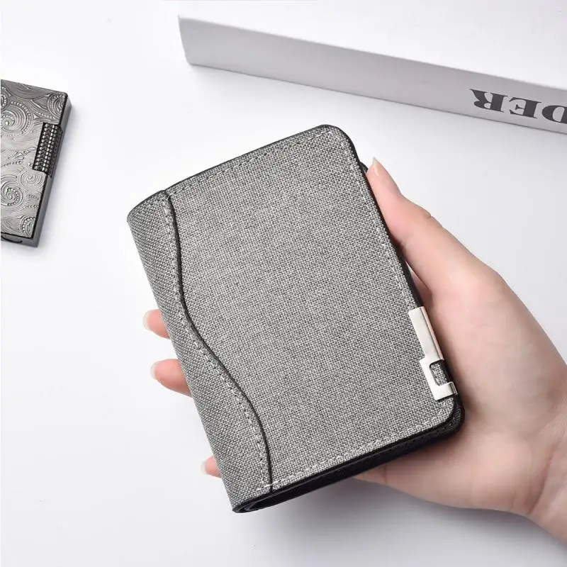 Men's Mini Ultra-Thin Vertical Style Short Wallet with Multiple Card Slots Credit Card Holder Youth Compact Wallet Women Purse