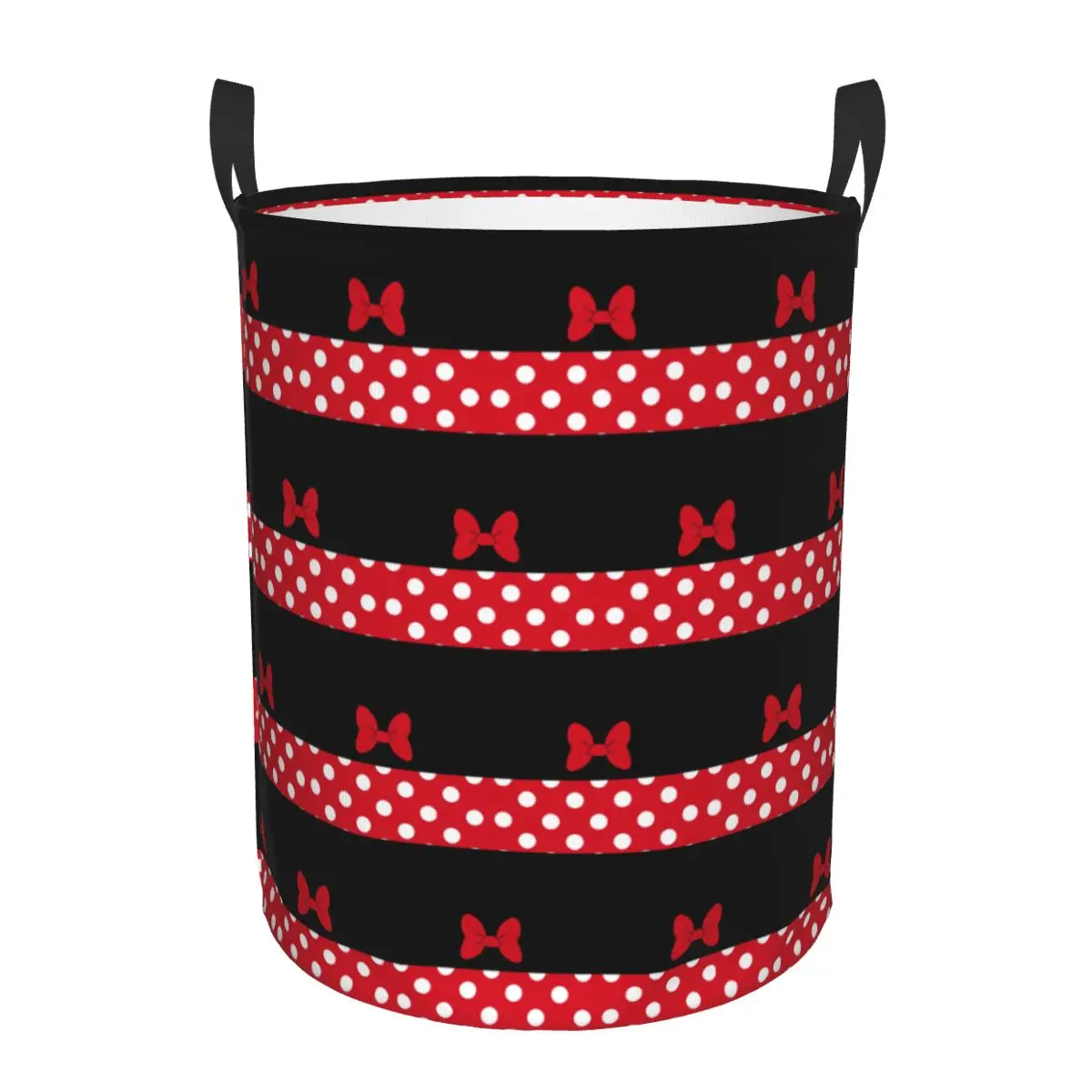 Cartoon Minnie Laundry Basket Collapsible Animated Polkadots Clothes Hamper for Nursery Kids Toys Storage Bag