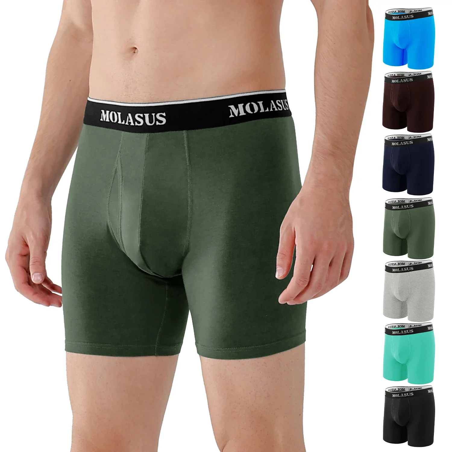 

5pcs Men’s Cotton Boxer Shorts Open Fly U Pouch Soft Breathable Male Underwear Tagless Sexy Underpants Elastic Panties