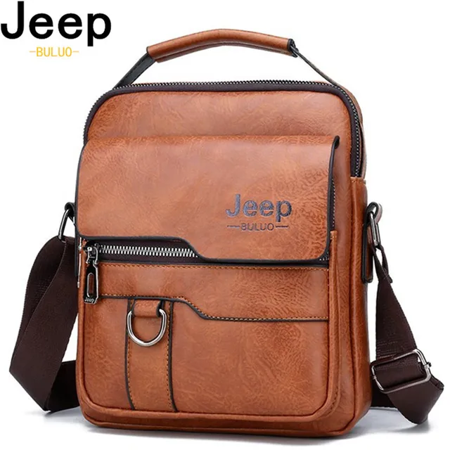 JEEP BULUO luksusowej marki męskie torby kurierskie typu crossbody biznesowa torebka na co dzień męska torba na ramię z PU o dużej pojemności