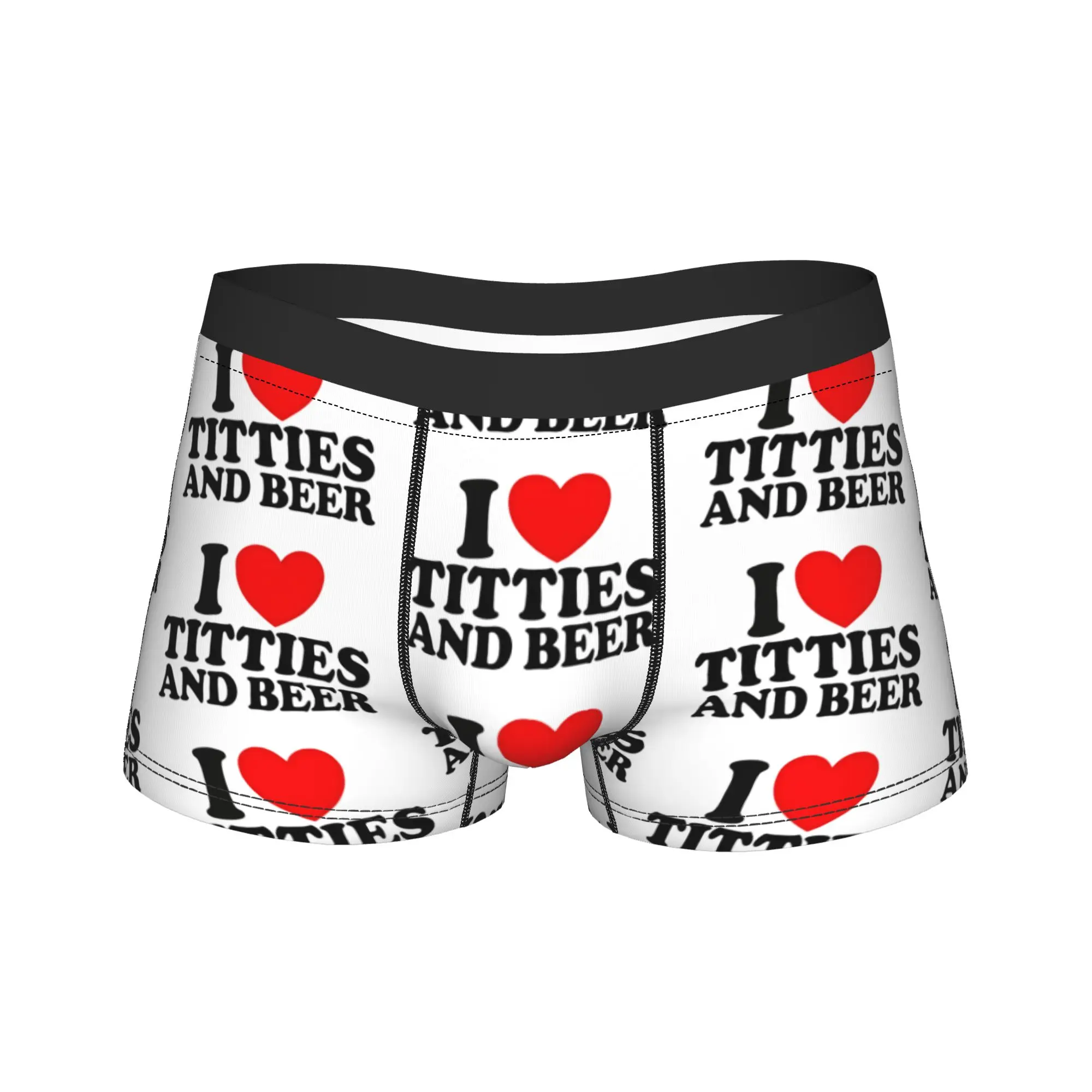 I Love Titties and Beer Boxershorts  Pouch Underwear Quality Design Shorts Briefs Classic Men's Underpants Big Size 2XL