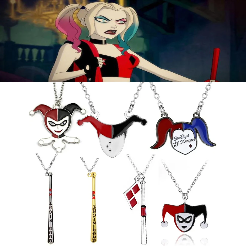 Popular Movie Suicide Squads Necklace Clown Jack and Joker Quinn Enamel Face Pendant Fashion Charm Jewelry Accessories For Fans