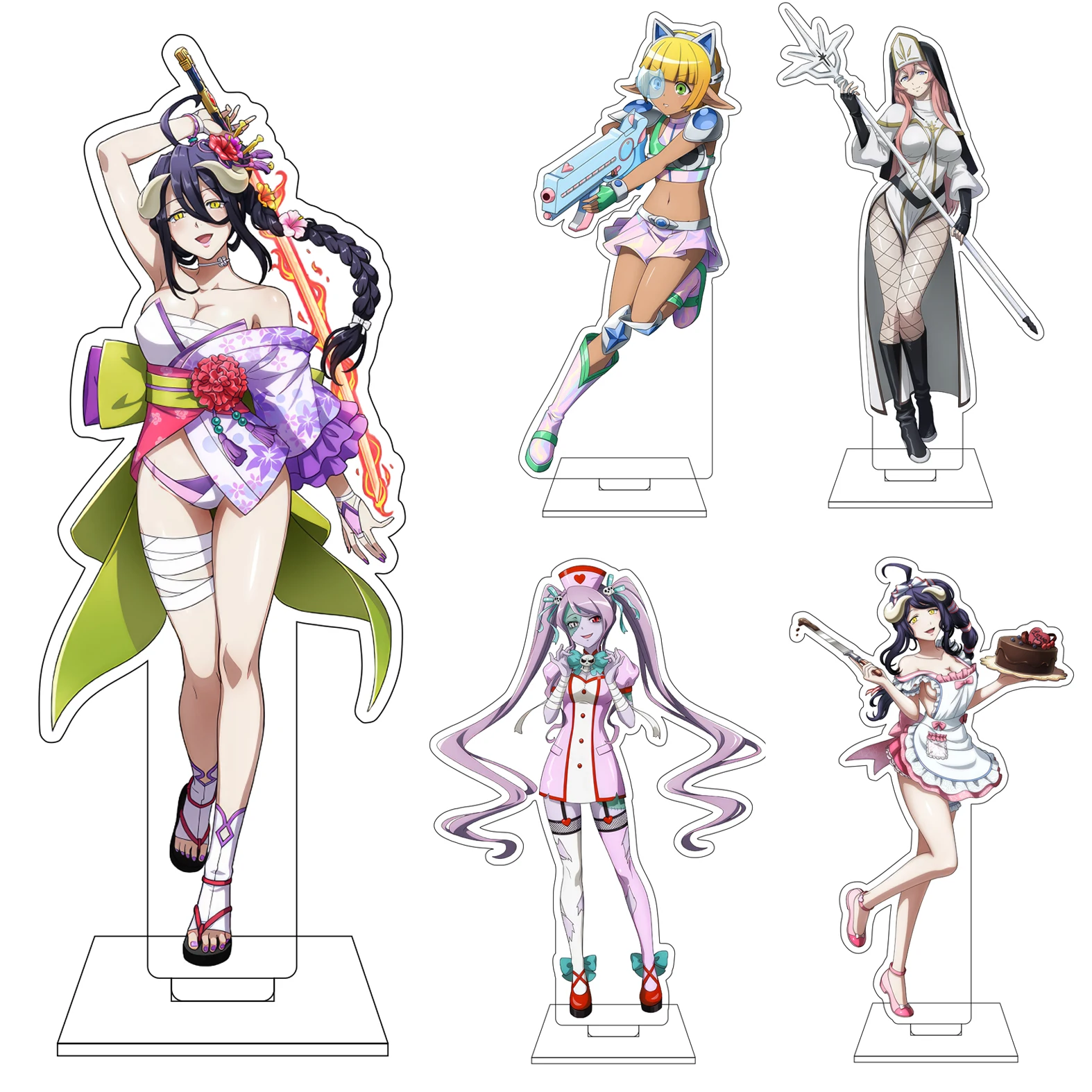 

16CM Anime Overlord Cosplay Acrylic Figure Stand Pandora's Actor Mare Bello Fiore Aura Bella Fiora Ornaments Gifts