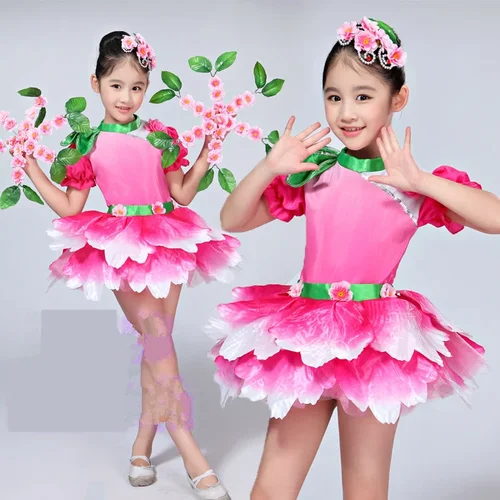 Imagen 1 del producto Ropa de baile de flores contemporánea, traje de baile para niñas, vestido de baile de salsa para niñas, vestido de baile de niña