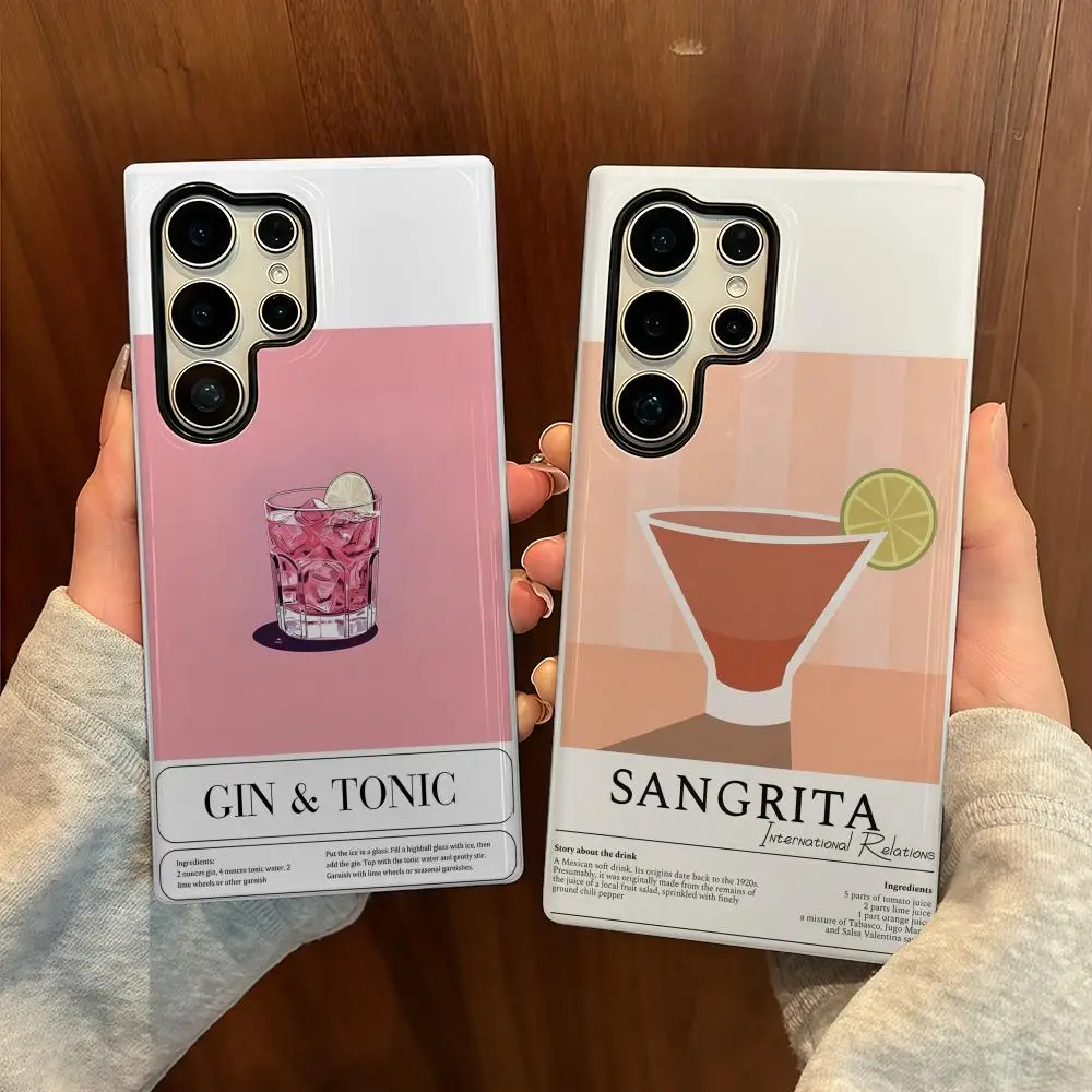 

Modern cocktail wine Phone Case For Samsung S25 Film Shell Luxury GalaxyS24Ultra 23plus S22 21 A56 36 26 16 Double layer Cover