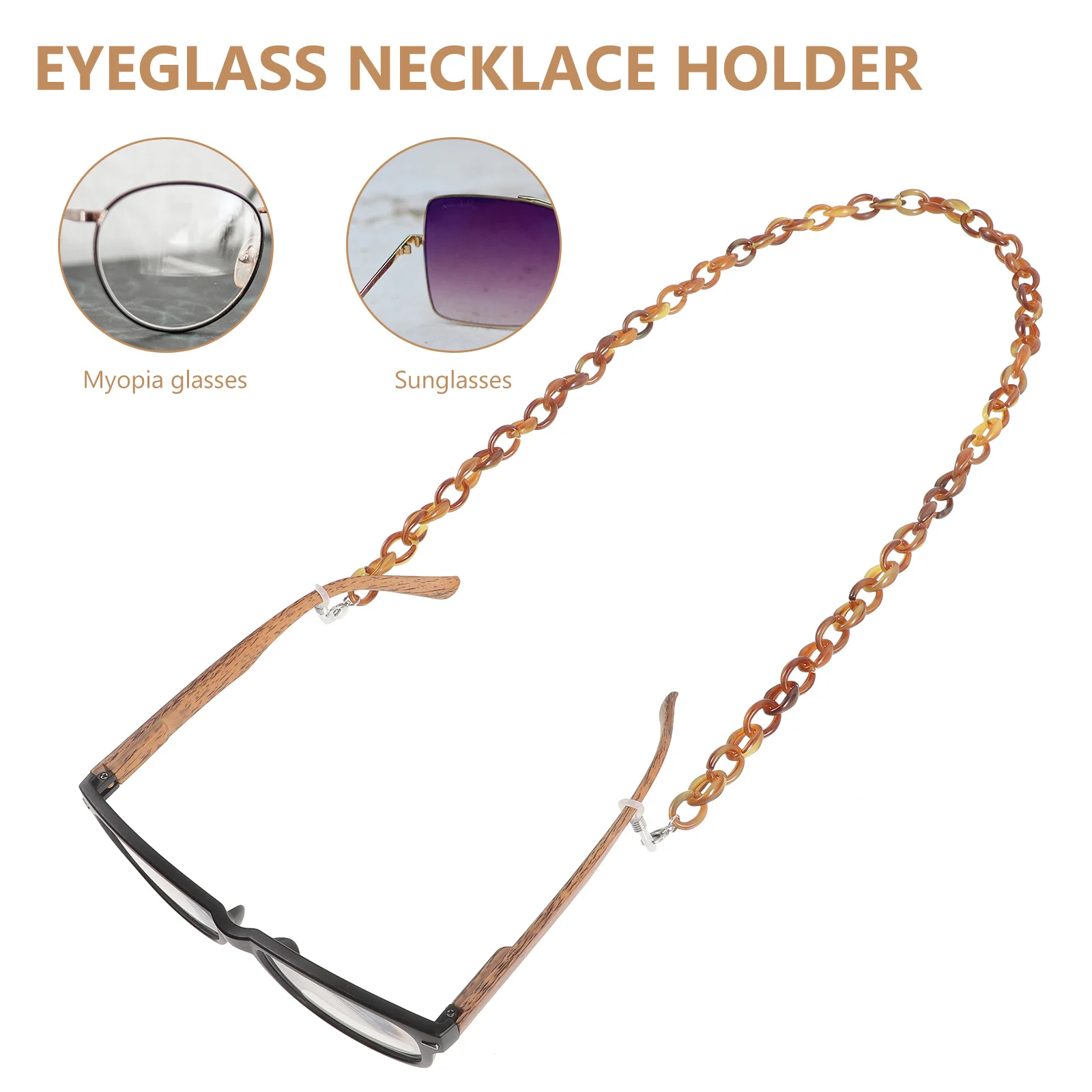 

1Pcs Brown Acrylic Glasses Anti-Lost Chain Strong Eyeglass Holder Lightweight Decorative Cord for Most Frame Sizes