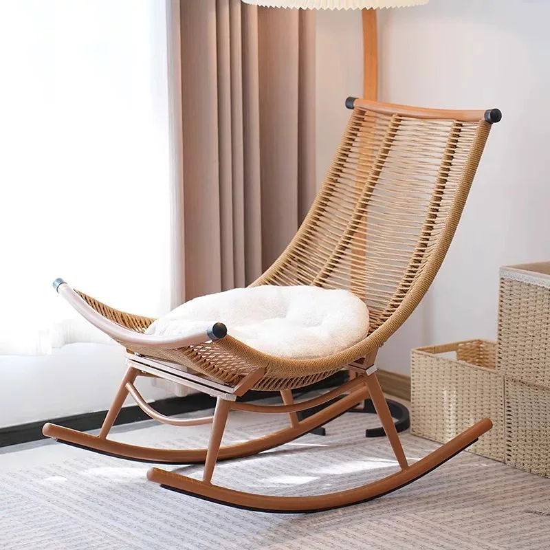 

Modern Luxury Living Room Wicker Rattan Rocking Recliner Chair Sofa Single Lazy Garden Balcony Outdoor Camp Bedroom Furniture