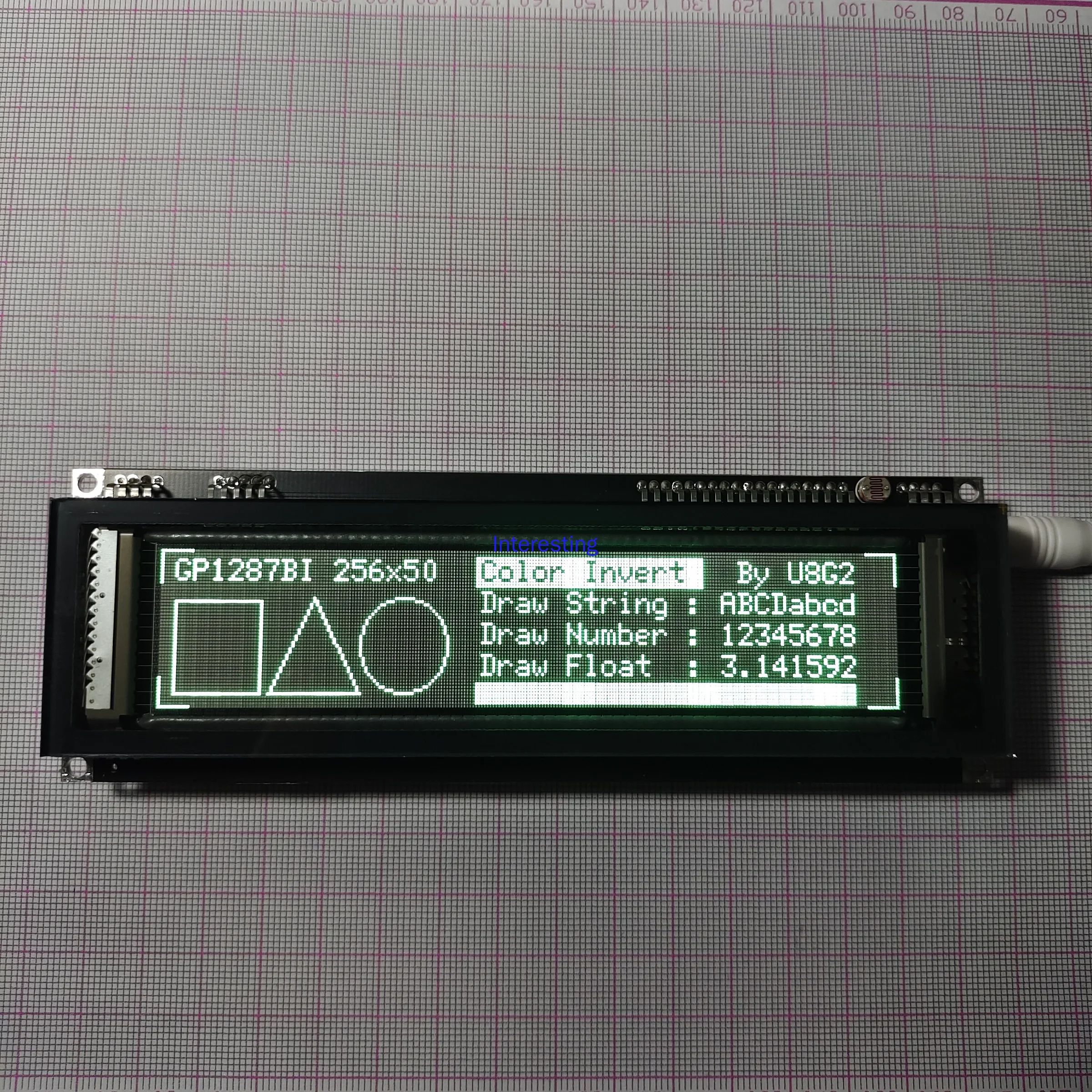 modulo de exibicao grafica fluorescente vfd dot matrix display module 58 polegadas vfd256x50 gp1287 01