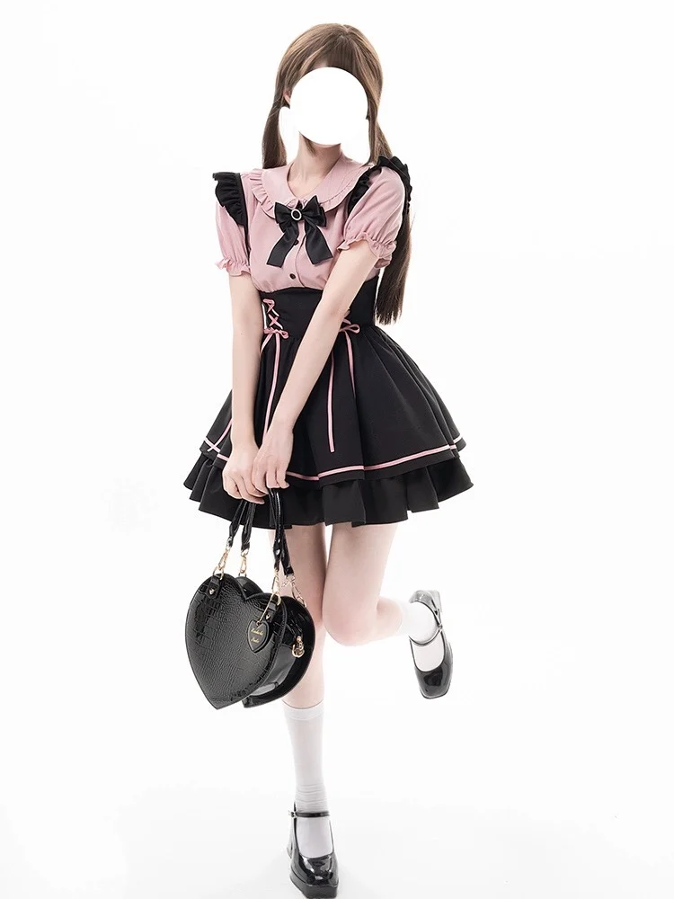 

Chung Sweet ort Sve irt And Bla Slimming Strap Dr Set Cute Small Size Girls Polyester orms Summer Outfits