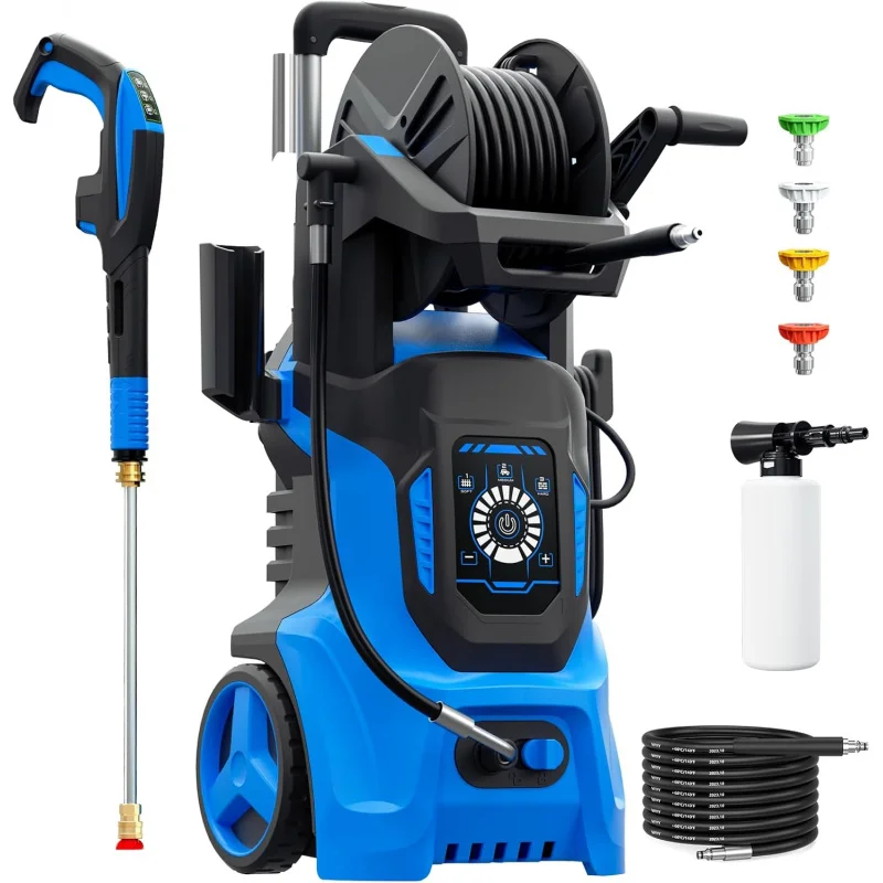 Blue Electric Pressure Washer 4500 PSI Max 3.2 GPM with RC Adjustable Pressure,4 Nozzles and 500ml Foam Cannon