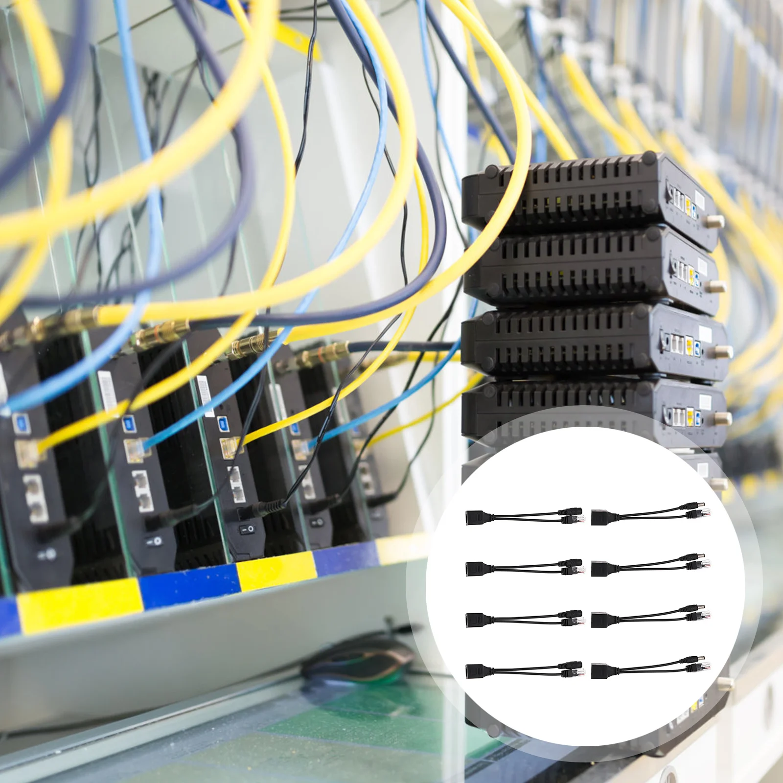 8Pcs Poe Splitter Line Professional Copper-Build for Security Camera Monitoring Network Routers Telephony Devices Adapter Kit