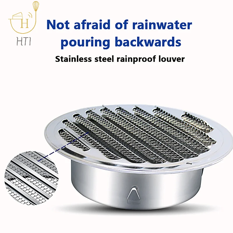 70/80/100/120/150MM Round Stainless Steel Air Vent Grille Insect Protection Home Exterior Wall Ducting Ventilation Tool image 4