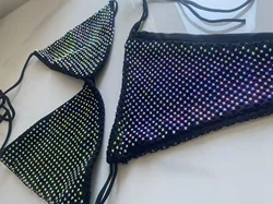 Strój kąpielowy 2024 Trend moda czarne diamenty Bikini damski strój kąpielowy Sexy trójkąt wysoki pas strój kąpielowy Bikini strój kąpielowy