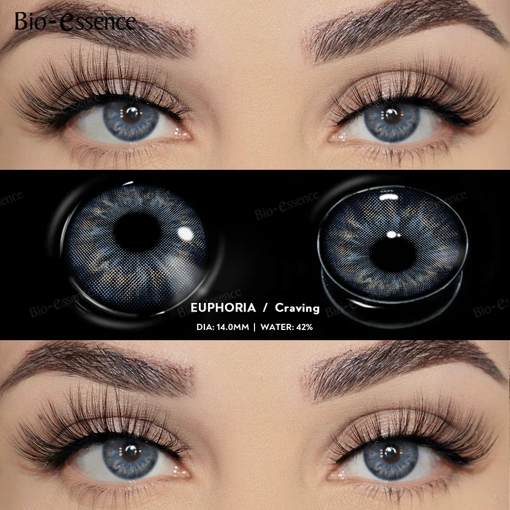 Bio-essence 1 Pair Colored Contact Lenses for Eyes for Dark Eyes Gray Contact Blue Lenses Natural Eye Contact Fashion Lenses