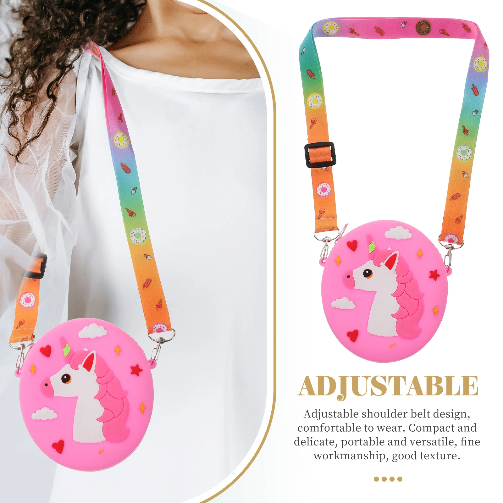 Unicorn Shoulder Bag Kids Pouches Princess for Toddler Children Messenger Cloth Cross Body Silicone