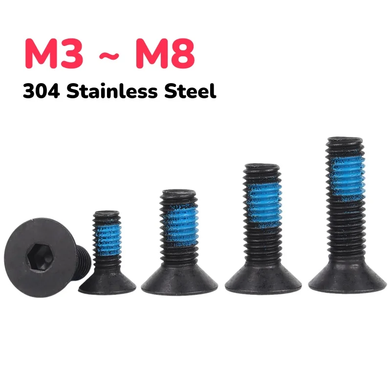 Leijiu Black 304 Stainless Steel M3 M4 M5 M6 M8 Hex Socket Flat Countersunk Screw Dispensing Bolts