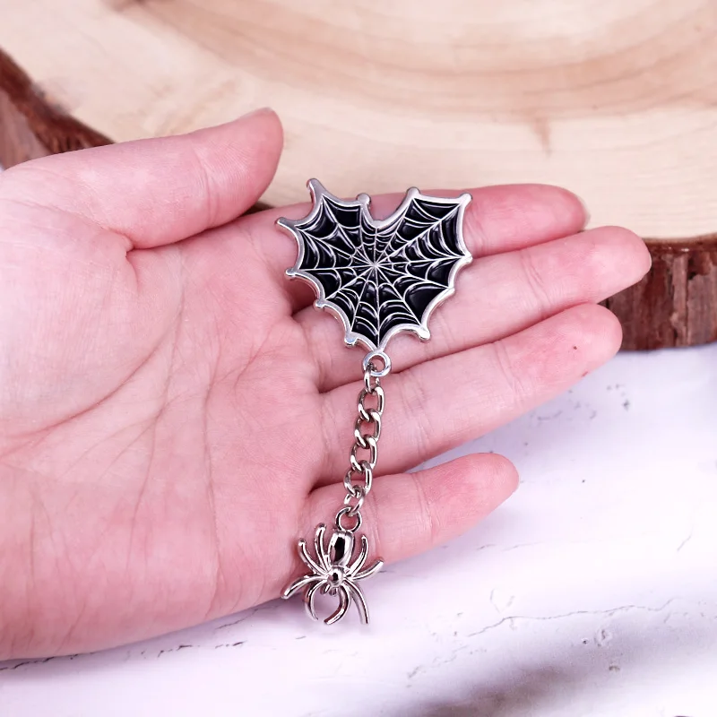 Spiderweb Enamel Pin Spider Badge Horror Halloween Witchy Jewelry Gift