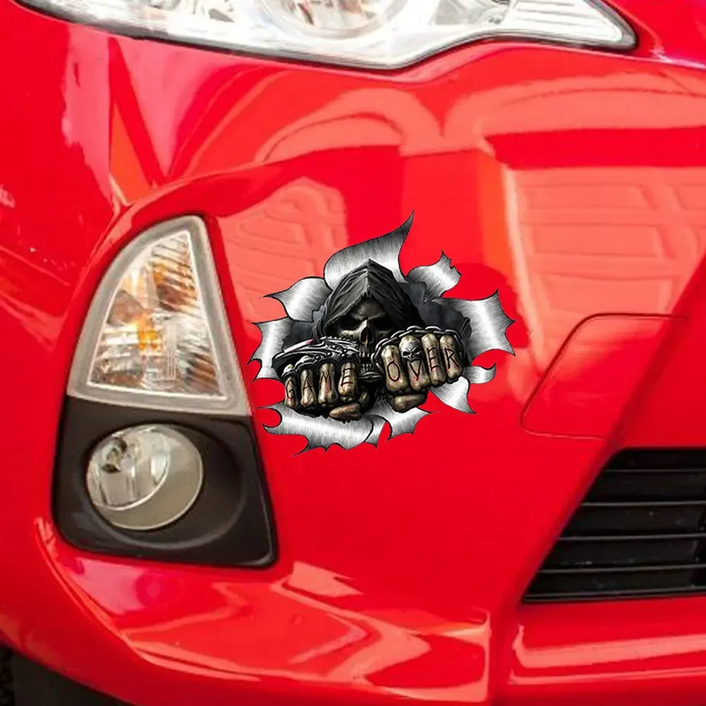 Car Sticker Funny Skull Middle Finger Car Window Decorative Sticker Skull Decal for Car Decoration