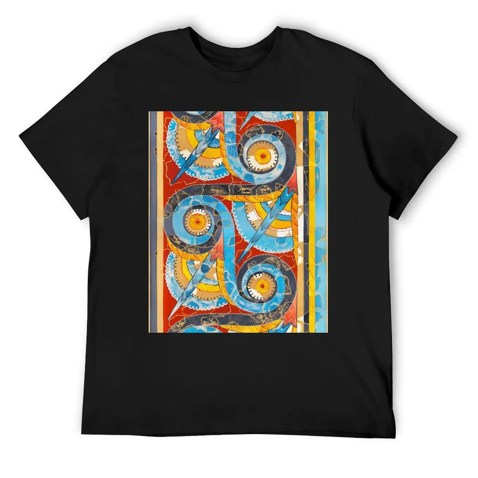 Minoan Fresco spiral ca. 1400–1200 B.C T-Shirt plus size clothes plus size tops blue archive clothing for men