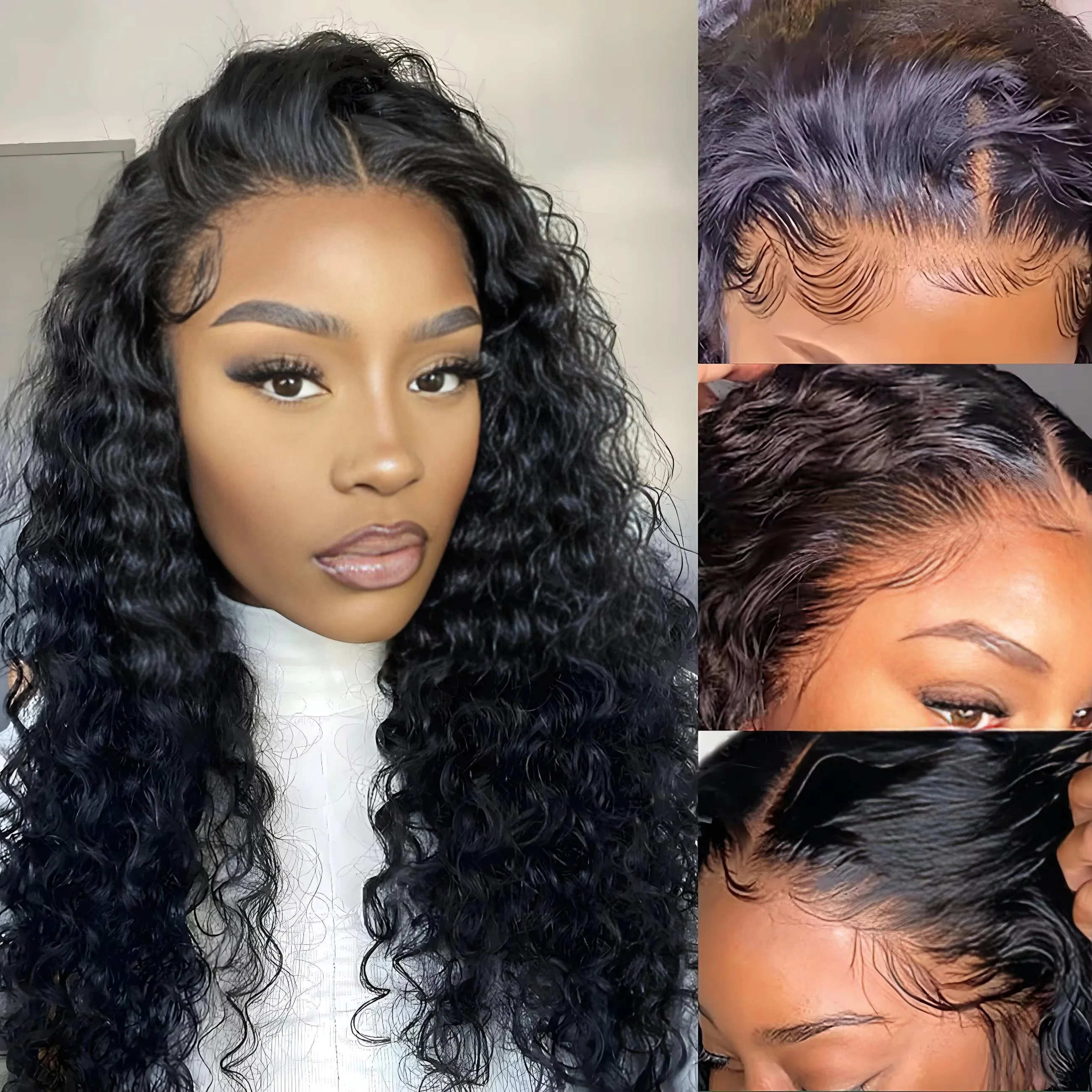 

40-дюймовый парик с прозрачной HD-основой 13x6/13x4, глубокая волна, натуральные волосы, плотность 220, 360-градусный парик с полной линией роста волос, предварительно выщипанный, бразильские волосы