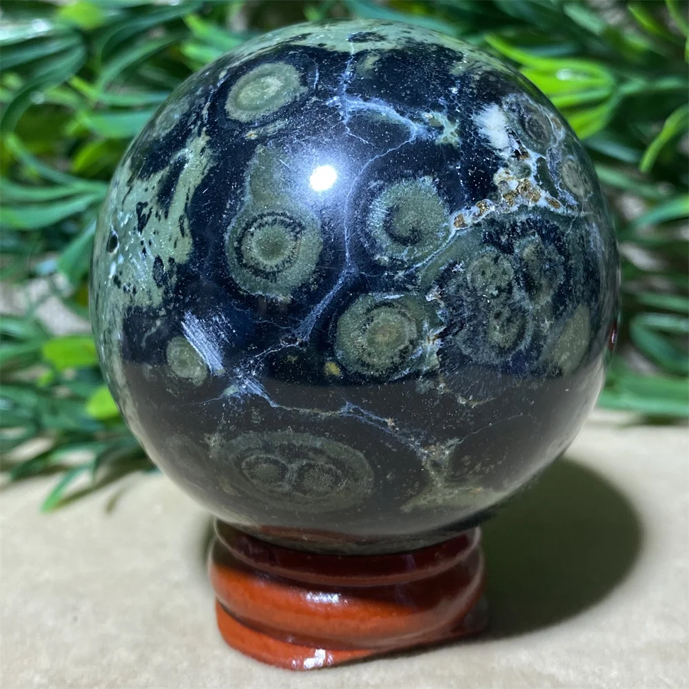 Natural Crystal Kalbaba Sphere Peacock Eye Quartz Ball Healing Reiki Minerals  Stone Spiritual Home Decoration Room + Stand