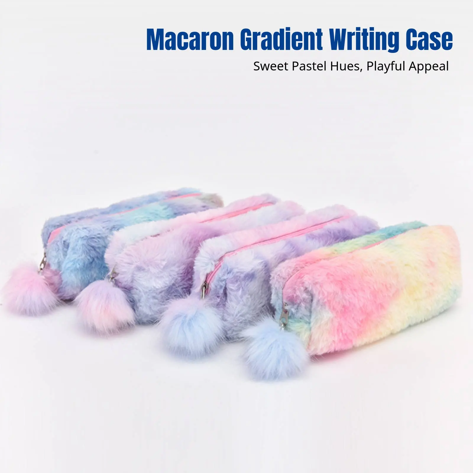 korean-style-plush-octagonal-pencil-case-gradient-color-cute-stationery-bag-large-capacity-student-organizer