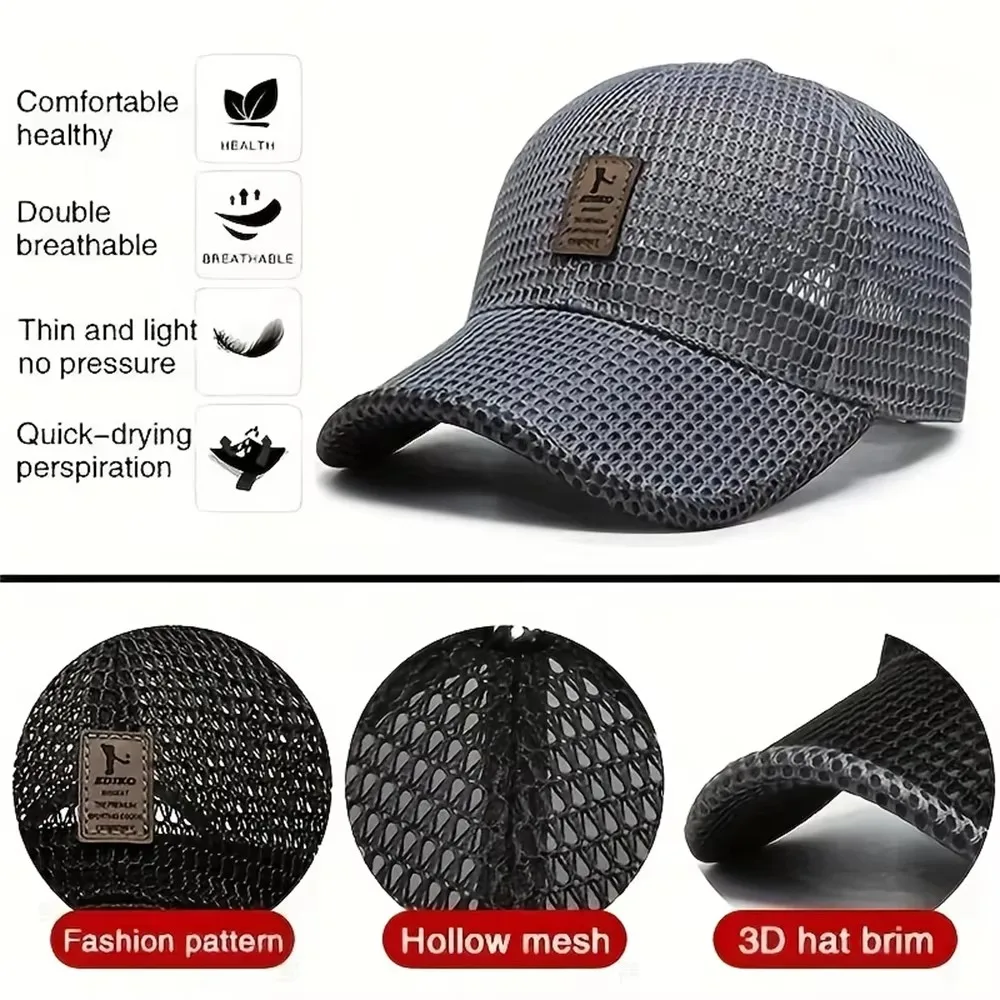 1 Modische, atmungsaktive Baseballkappe für Paare, schnelltrocknende Mesh-Sonnenkappe für Outdoor-Sport und Golf – Detail 2