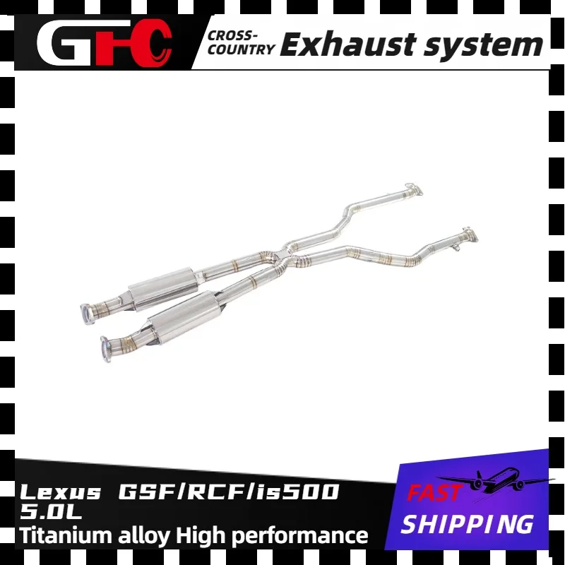 

GFC Factory Wholesale Exhaust Mid Pipe With Resonator for 2014-2024 Lexus GSF/RCF/is500 5.0L titanium alloy Middle Exhaust Pipe