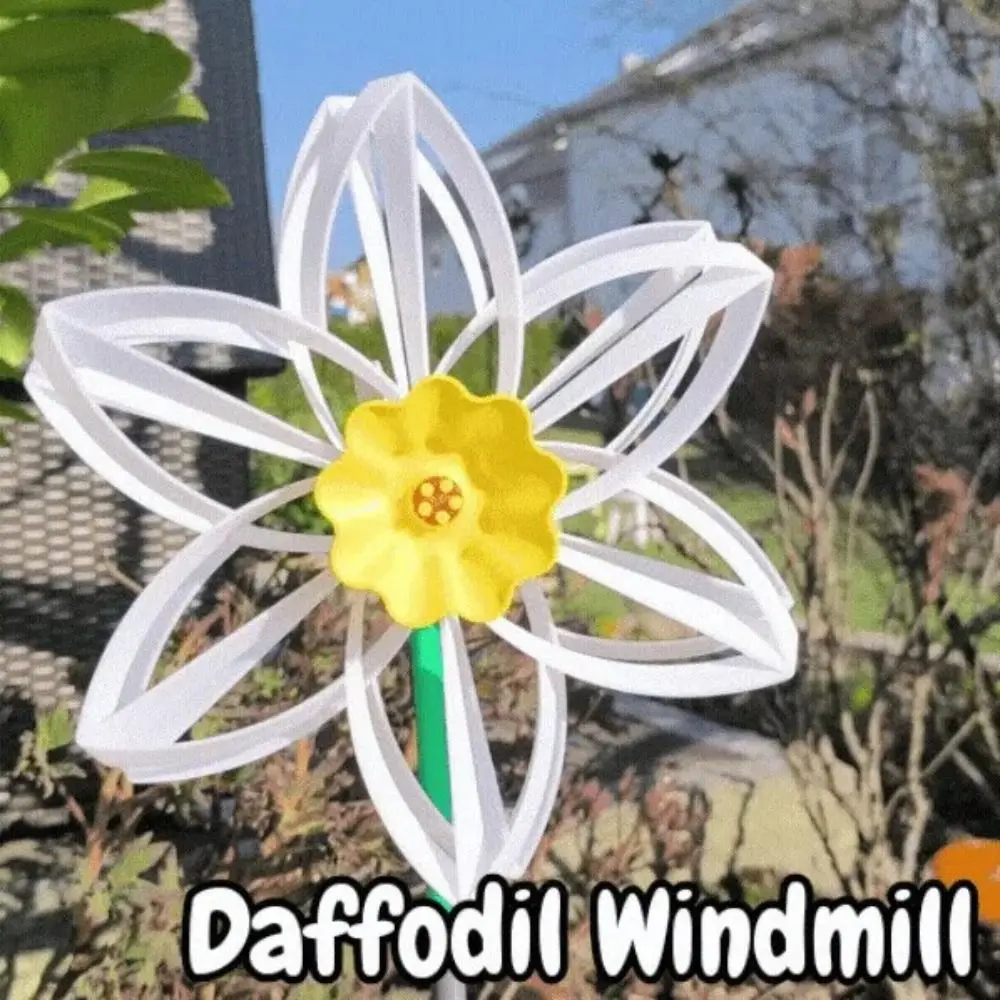 回転ひまわり風スピナー抵抗なし杭付き水仙風車 DIY 3D プリント屋外風車おもちゃ子供男の子女の子