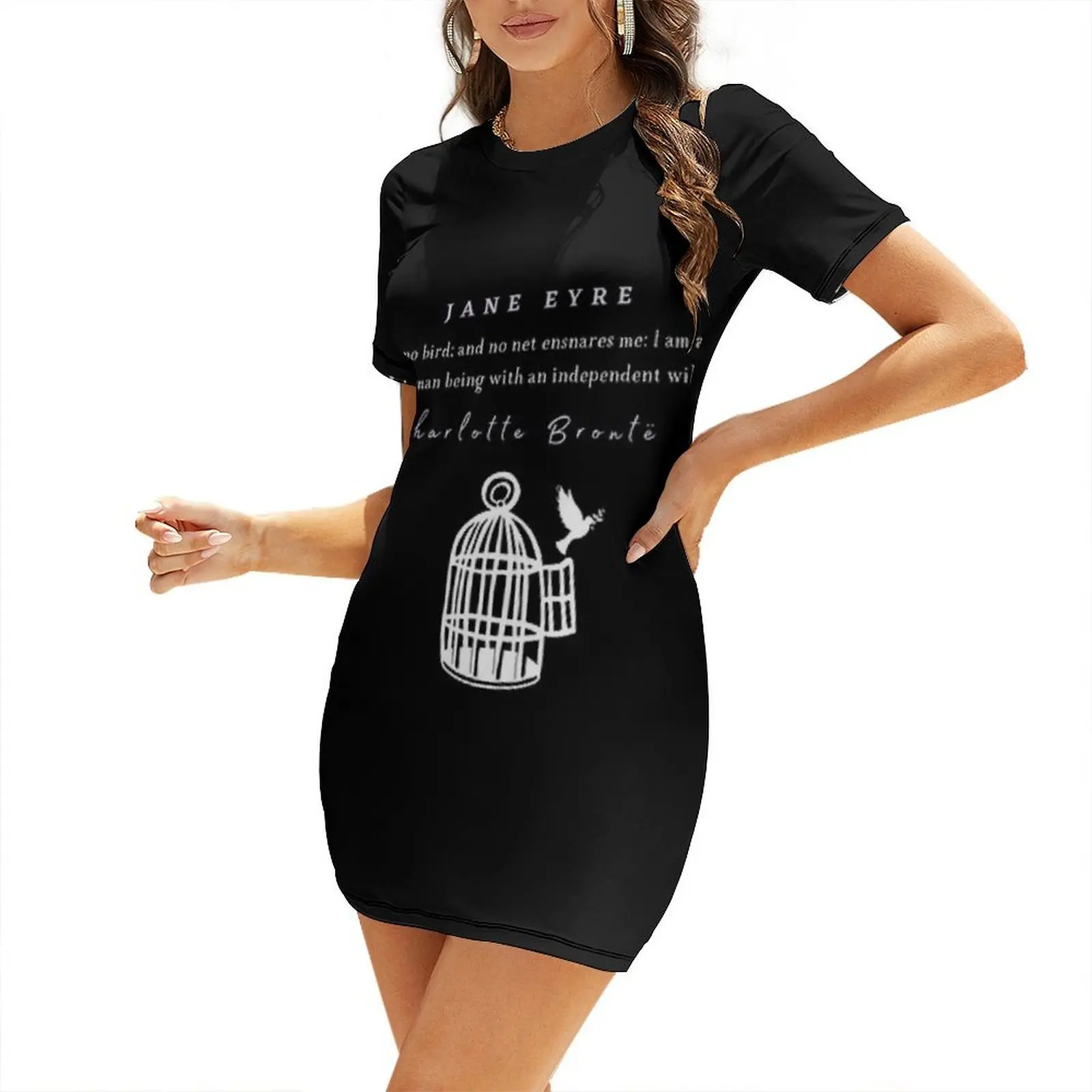 

I Am No Bird Quote Jane Eyre Booklover Literary Quote Short-Sleeved Dress cocktail dresses women evening dress