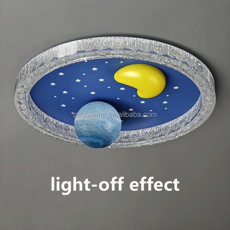 Smart Dimmable Planet Star Moon Ceiling Lamp Cartoon Space Design Full Spectrum LED Kids Room Children Bedroom Decor Light