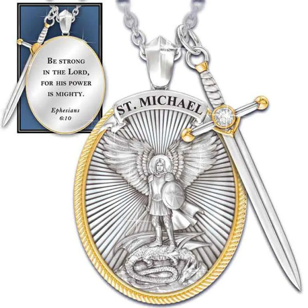 Catholic Patron Saint Pendant Michael St. Michael The Archangel Pendant Necklace image 2