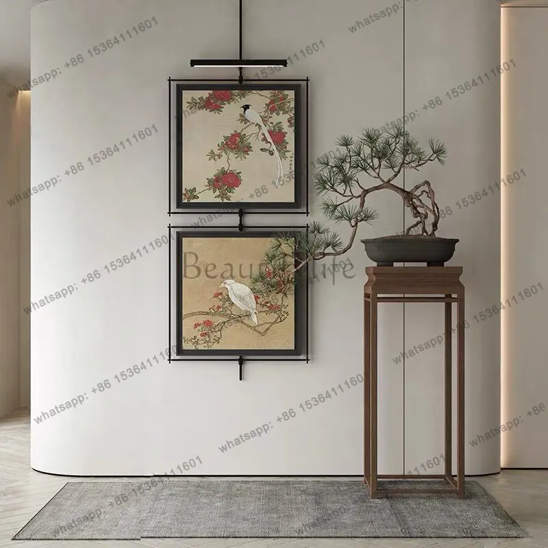 New Chinese classical lighting private room decorative wall lamp hanging painting advanced art installation painting