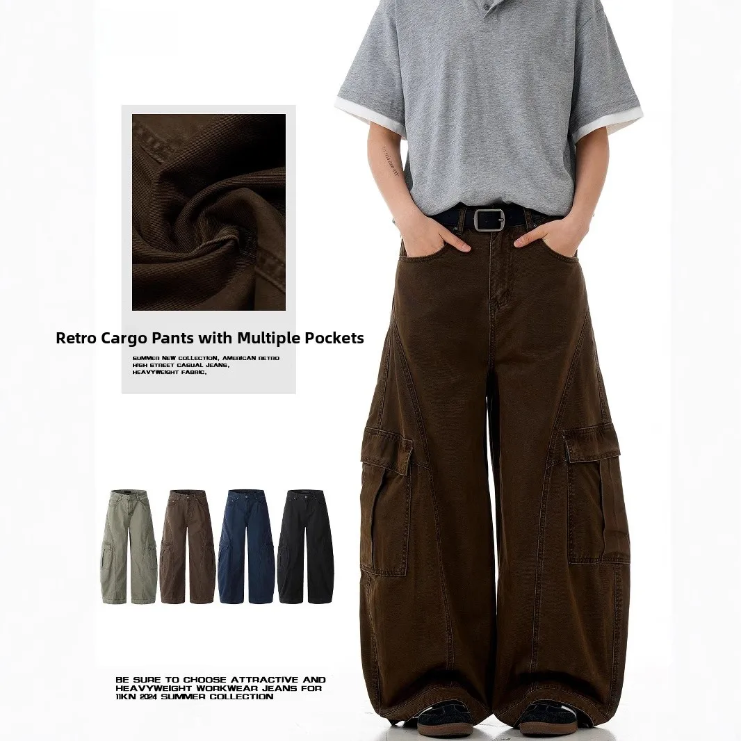 

American Sle Retro High Street Loose Wide Leg Casual Pants ex High Waist Straight Cut Workwear Trousers for Men And Women