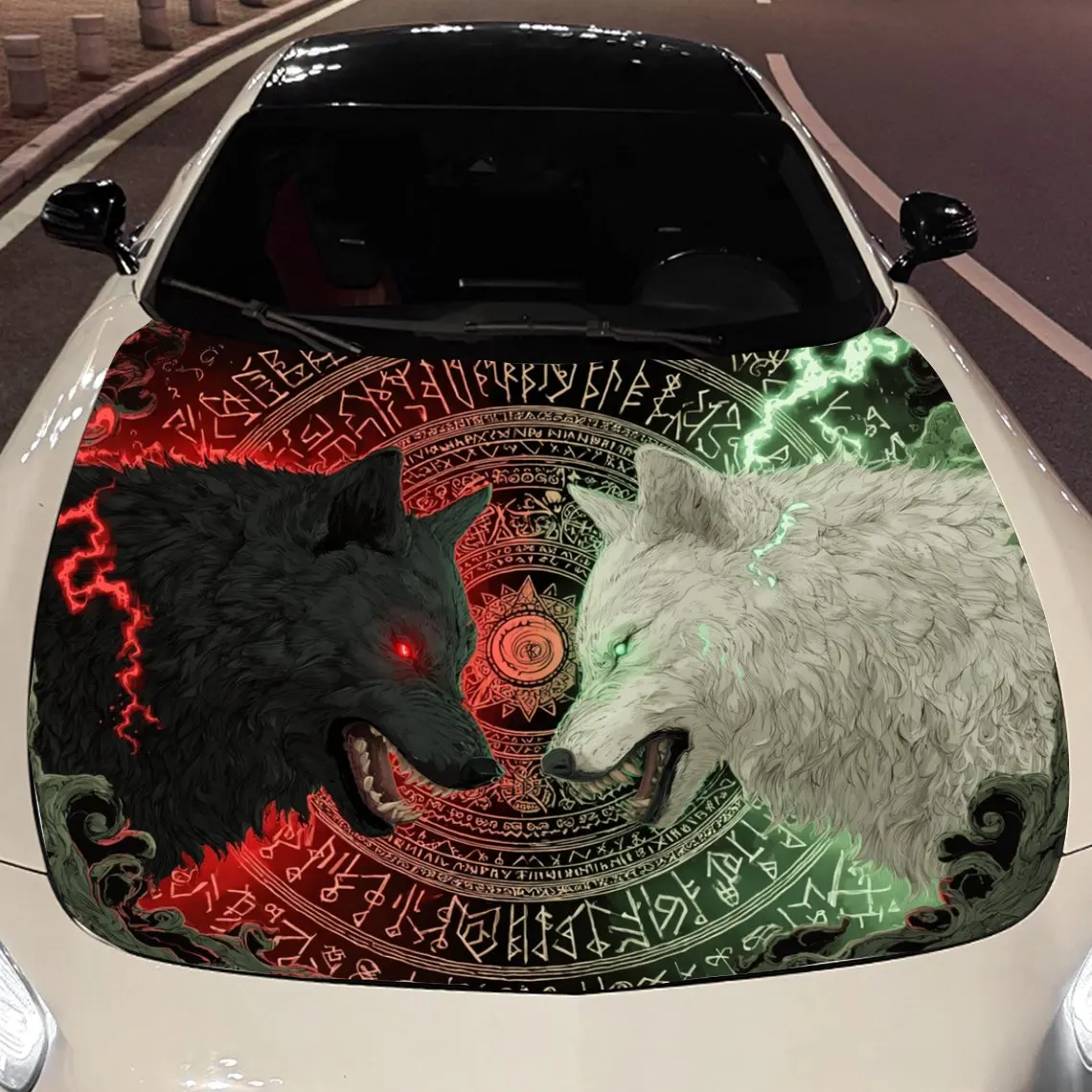 

Виниловая пленка для автомобиля Wolves Rune Energy Duel, водонепроницаемая наклейка на капот автомобиля из ПВХ, самоклеящиеся устойчивые к царапинам наклейки для E