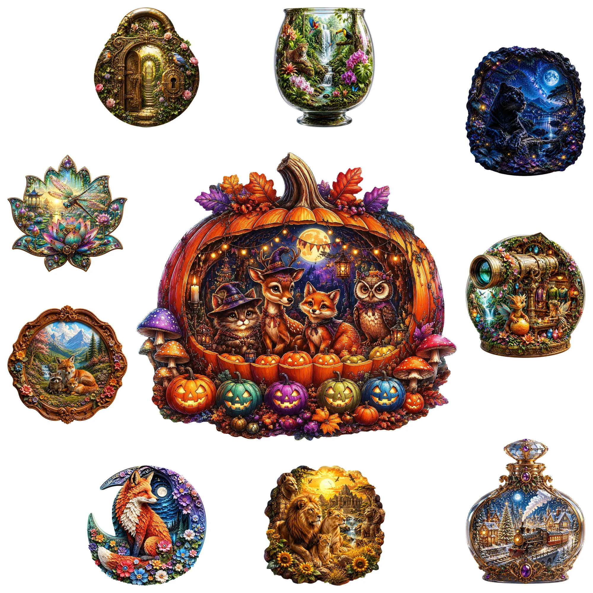 Pumpkin Flat Wooden Puzzle Gift Toy Animal Jigsaw Puzzle Tabletop Puzzle Game Gift for Any OccasionGift for Kids Teens