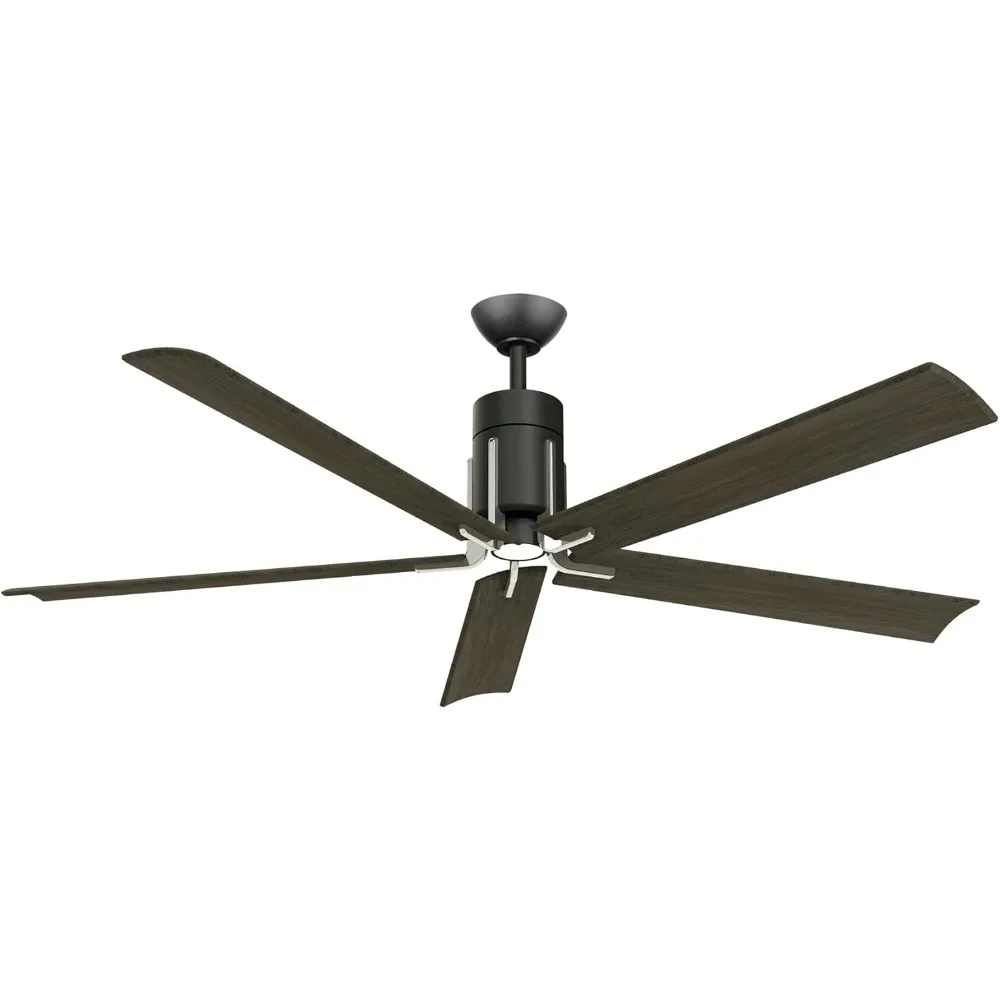 F684L-MBK/BN Clean 60 Inch Ceiling Fan with Integrated 10W LED Light and Motor in Matte Black/Brushed Nickel Finish