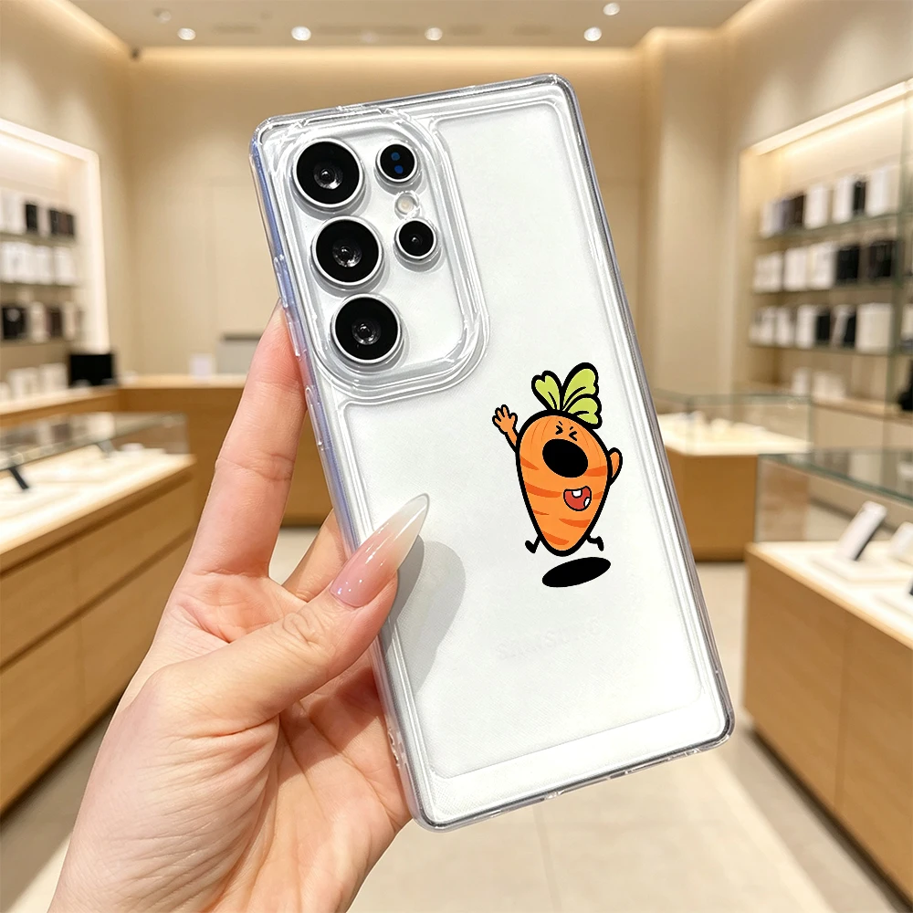 Running Carrot Transparent Soft TPU Case For Samsung Galaxy S26 S25 S24 Ultra FE A17 A16 A257 A35 A54 A55 A57 Cover