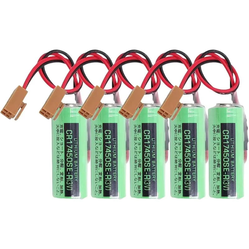 

(5 PCS) CR17450SE-R 3V 2500mAh PLC Battery for A98L-0031-0012 A02B-0200-K102 CNC System Battery with 2-Pin Connector