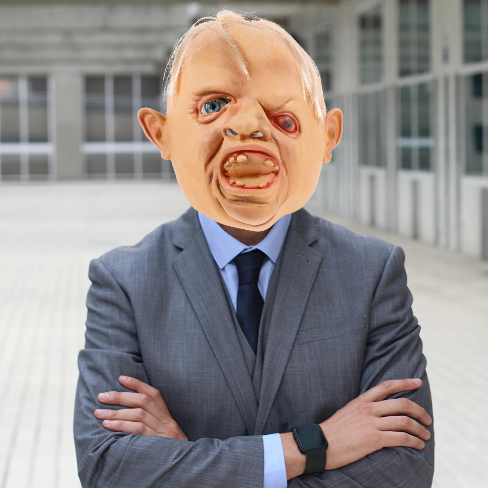 

Oblique Eye Halloween Full Cover Costume Prop For Masquerade Party Breathable Durable Scary Face Makeup Creative Horror