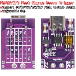 PD/QC/AFC Fast Charge Decoy Trigger Support 5V 9V 12V 15V 20V Fixed Voltage Output Type-C USB For Phone Solar Fast Quick Charger