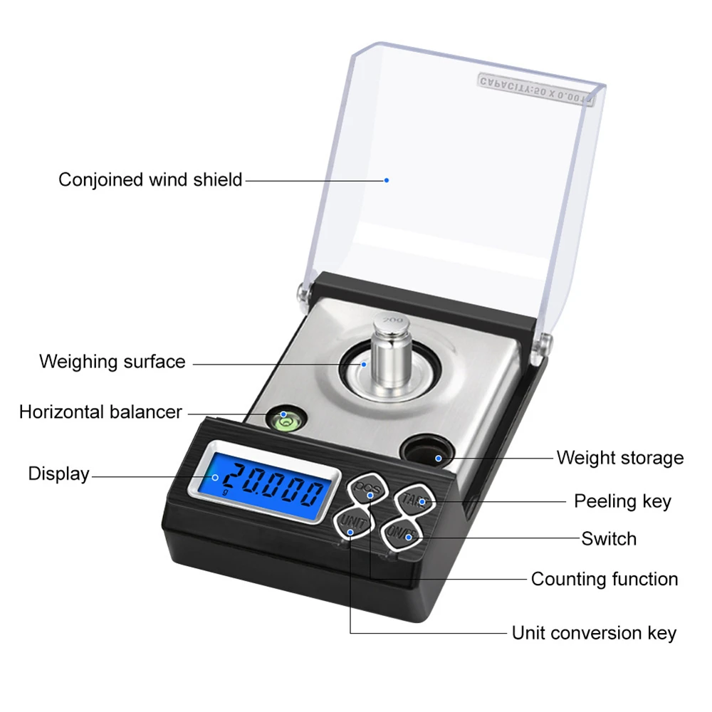 Pocket Scale 0.001g Precision Digital Electronic Gold Jewelry Carat Diamond Balance Mini Mg Scales Portable Weighing