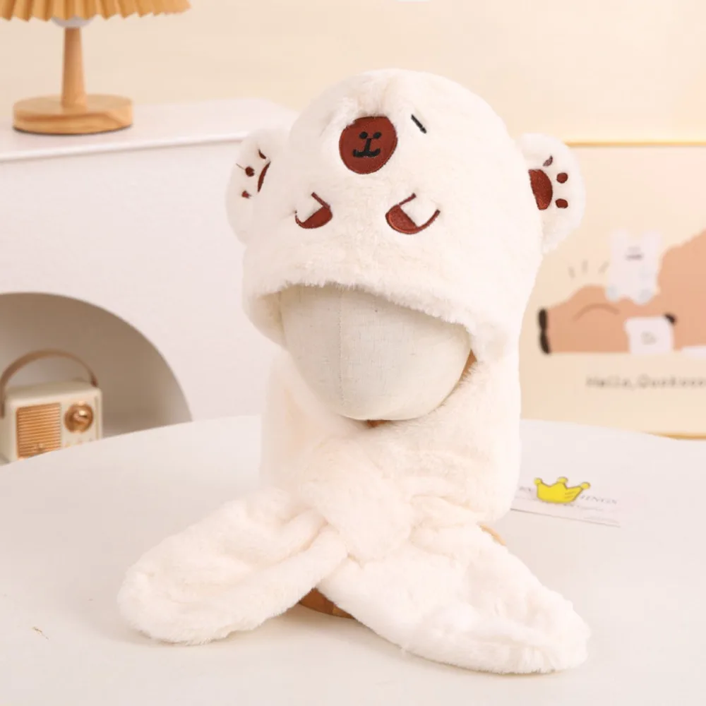 

Повседневная детская шапка и шарф, комплект из кораллового флиса, мягкая пушистая шапка капибары, утолщенная детская зимняя шапка в корейском стиле, уличная кепка